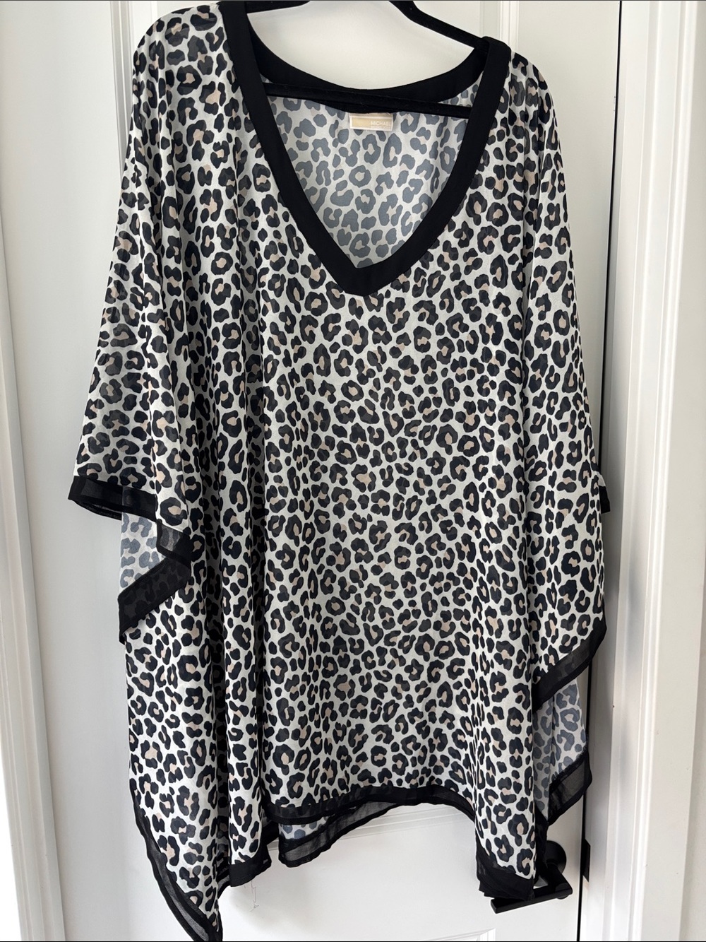 Swim suit cover up | Leopard Print | V-Neck | with Black Trim | one-size